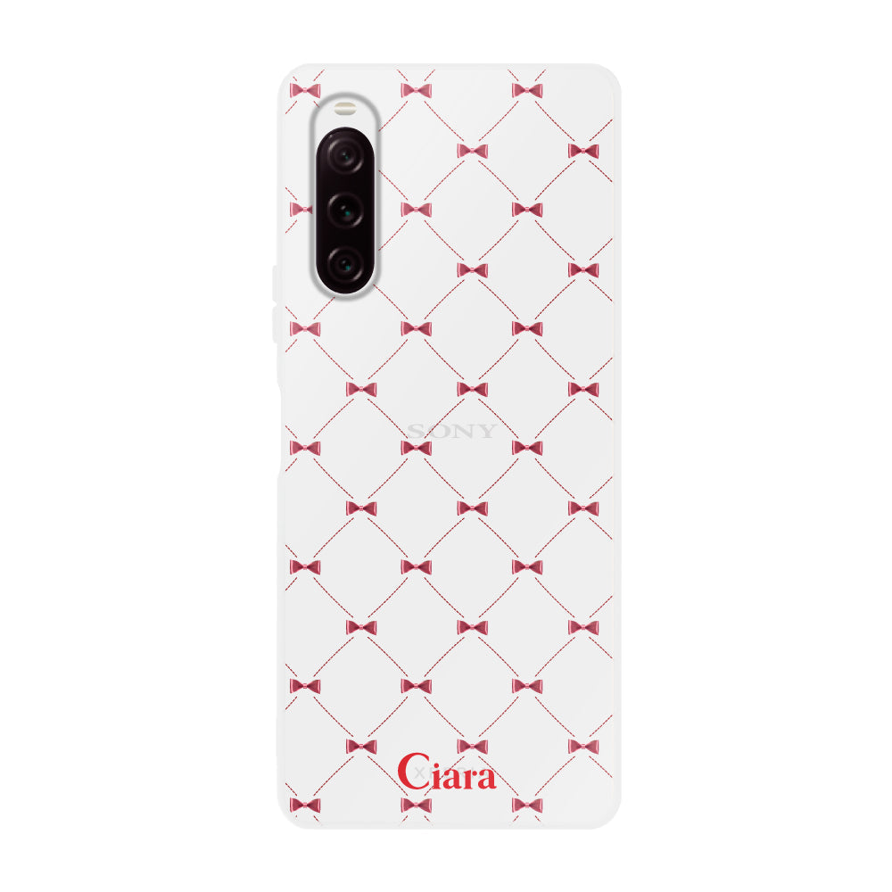 Xperia10Ⅱケース クリアケース キルティングリボン レッド