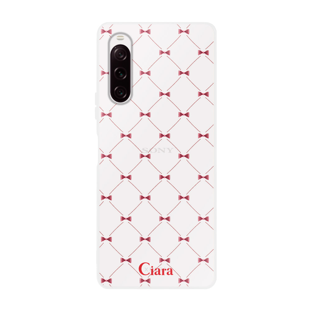 Xperia10Ⅲケース クリアケース キルティングリボン レッド