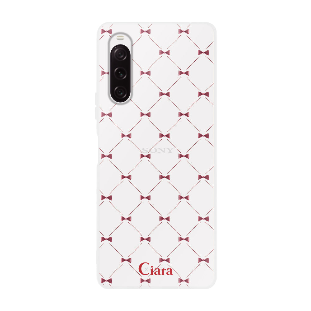 Xperia10Ⅴケース クリアケース キルティングリボン レッド
