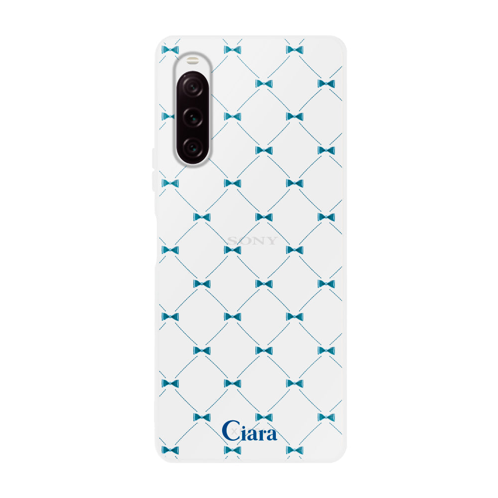 Xperia10Ⅱケース クリアケース キルティングリボン ブルー