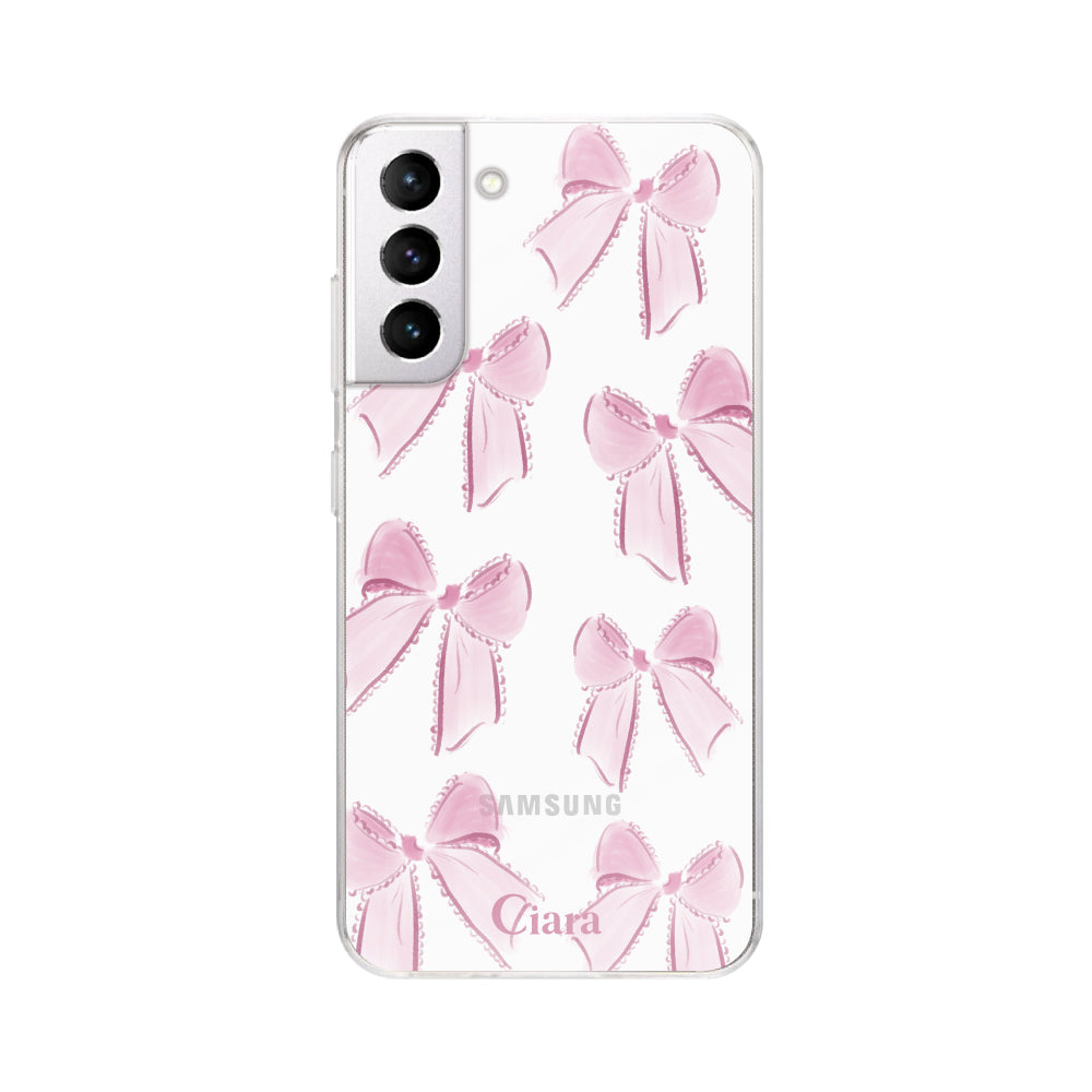 GalaxyS21ケース クリアケース ウォーターリボン ピンク