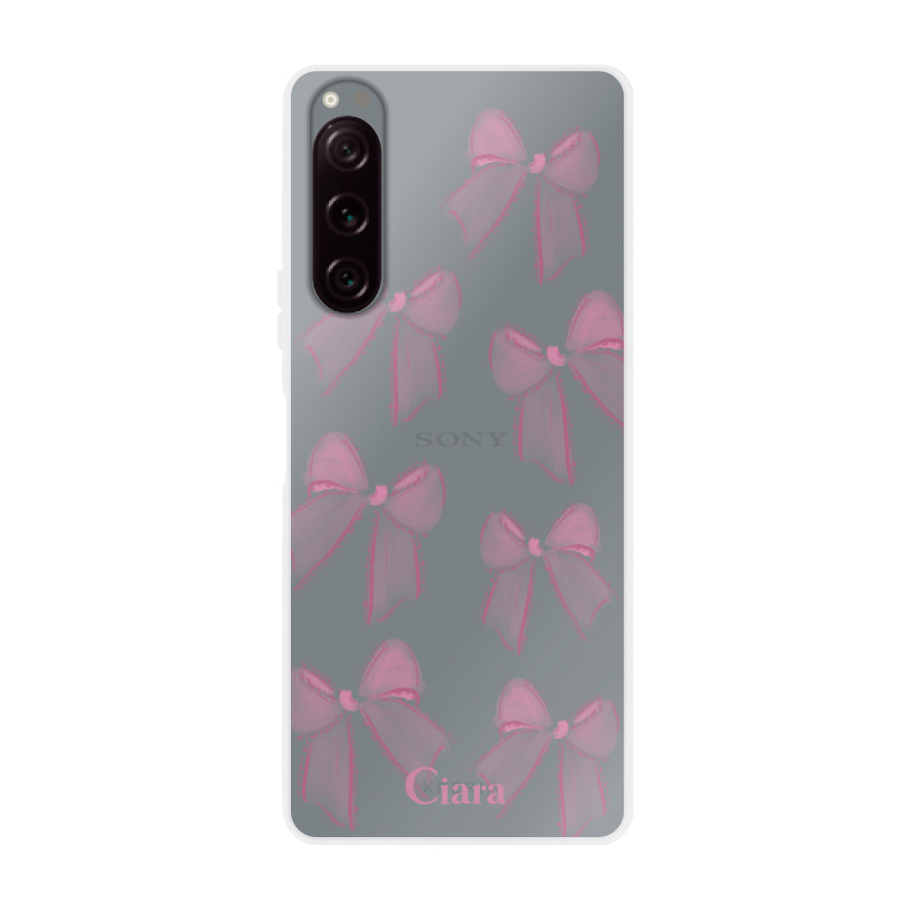 Xperia5Ⅱケース クリアケース ウォーターリボン ピンク