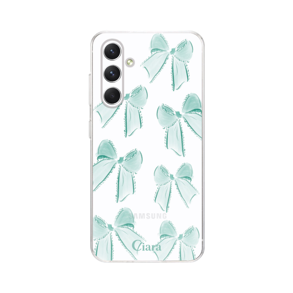 GalaxyA54ケース クリアケース ウォーターリボン グリーン