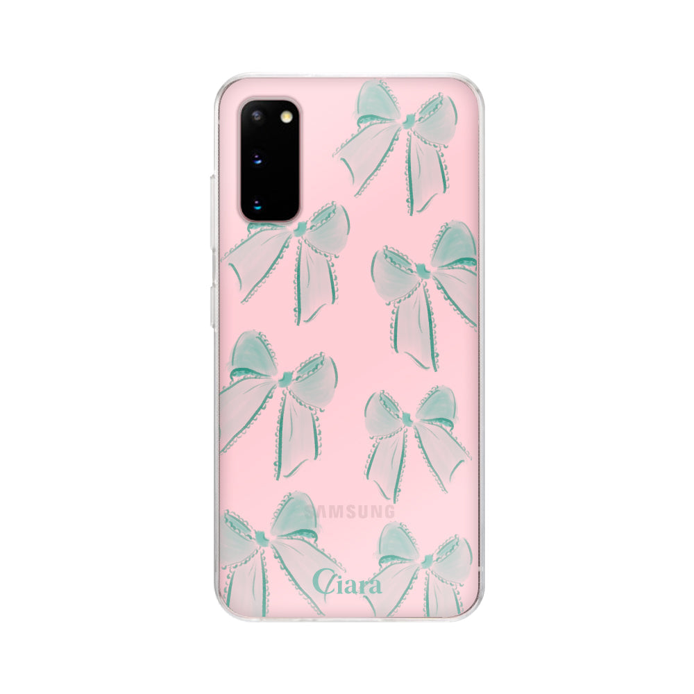 GalaxyS20ケース クリアケース ウォーターリボン グリーン