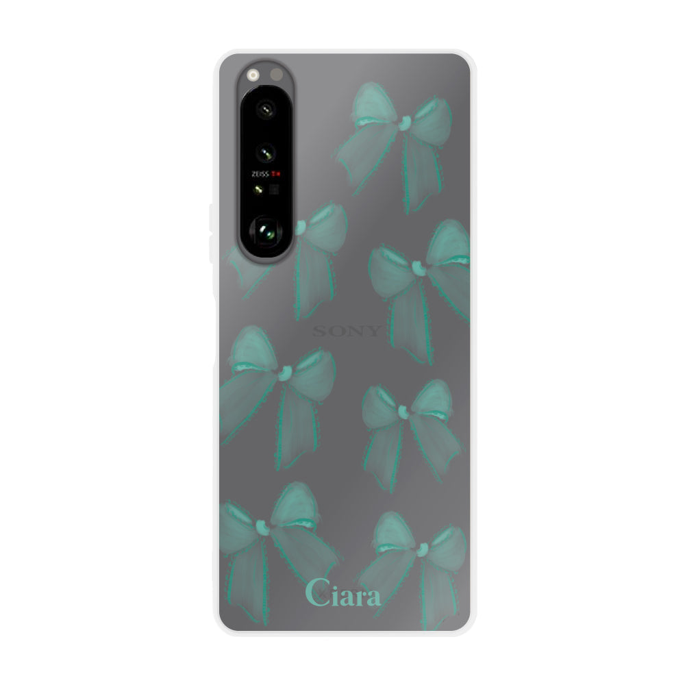 Xperia1Ⅲケース クリアケース ウォーターリボン グリーン