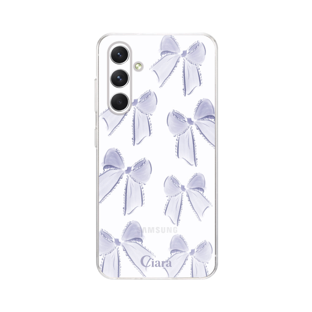 GalaxyA54ケース クリアケース ウォーターリボン パープル