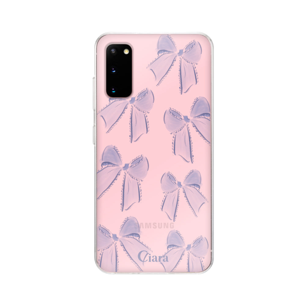 GalaxyS20ケース クリアケース ウォーターリボン パープル