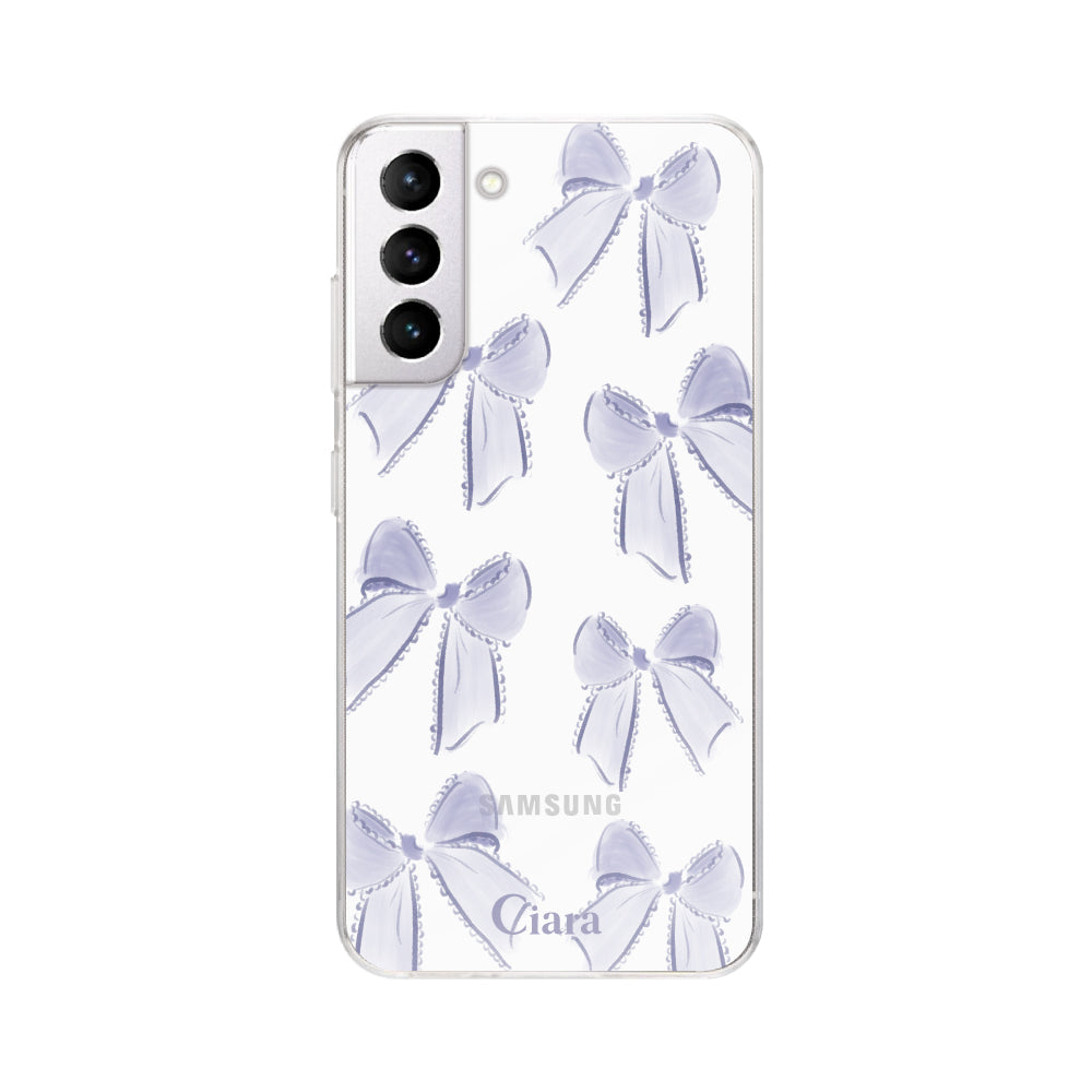 GalaxyS21ケース クリアケース ウォーターリボン パープル