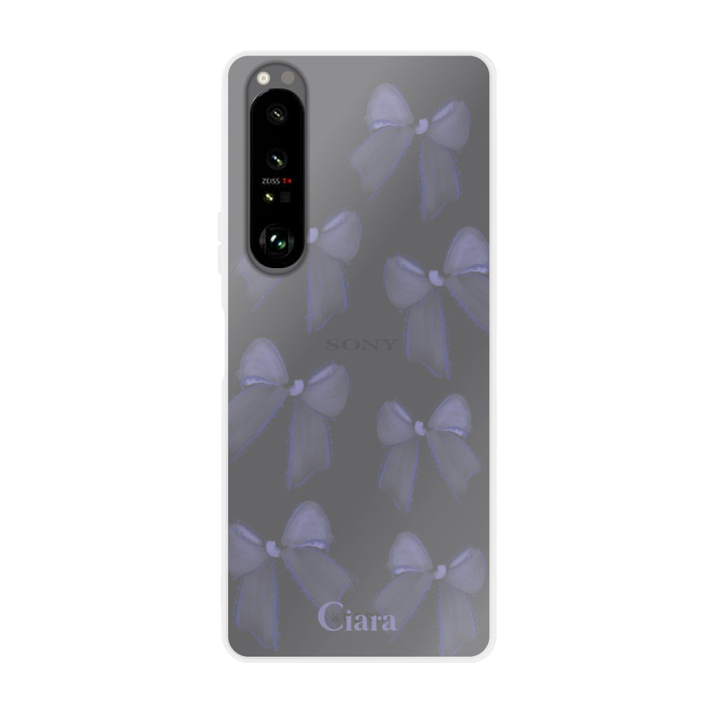 Xperia1Ⅲケース クリアケース ウォーターリボン パープル