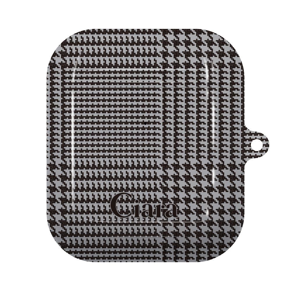 Airpodsケース ハード グレンチェック グレー