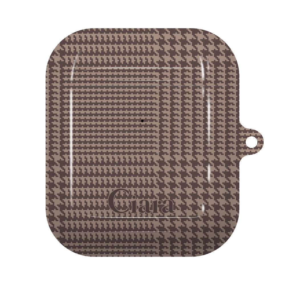 Airpodsケース ハード グレンチェック ベージュ