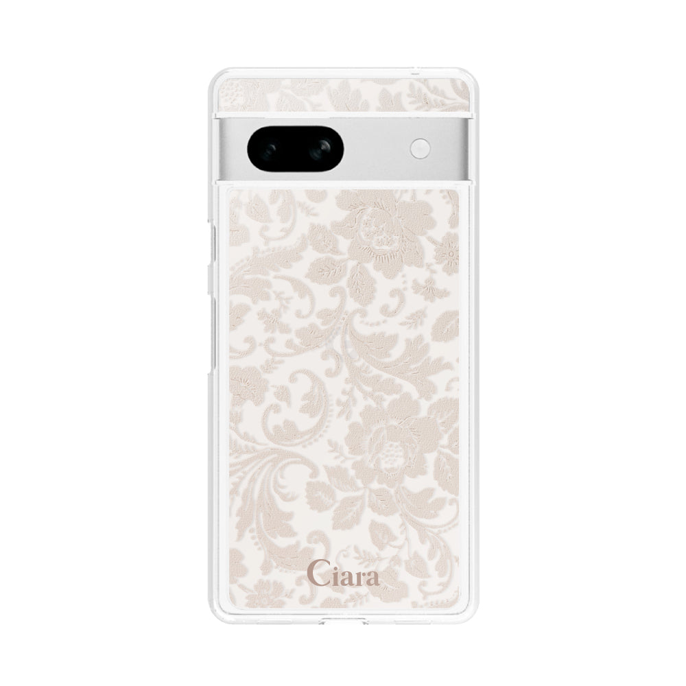 GooglePixel7aケース クリアケース ヴィンテージフラワー ピンク