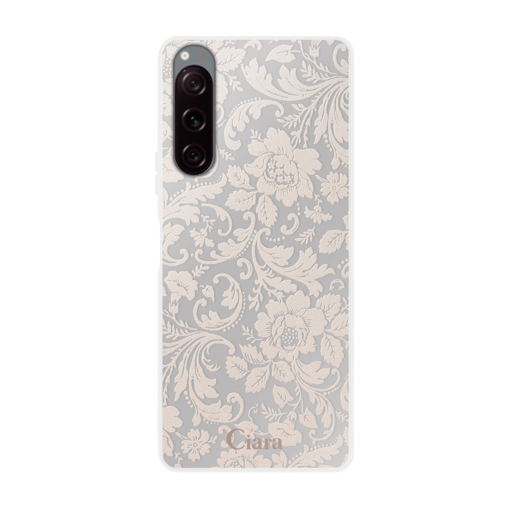 Xperia5Ⅱケース クリアケース ヴィンテージフラワー ピンク