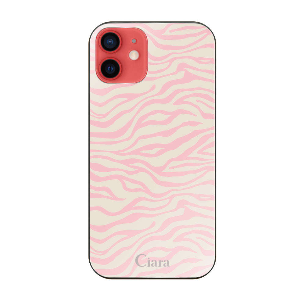 iPhone11ケース ガラス 強化ガラスケース タイガー ピンク