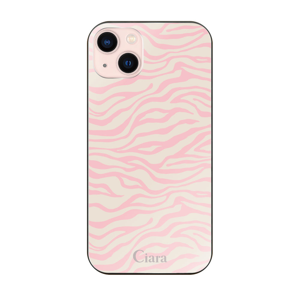 iPhone13 ガラス 強化ガラスケース タイガー ピンク