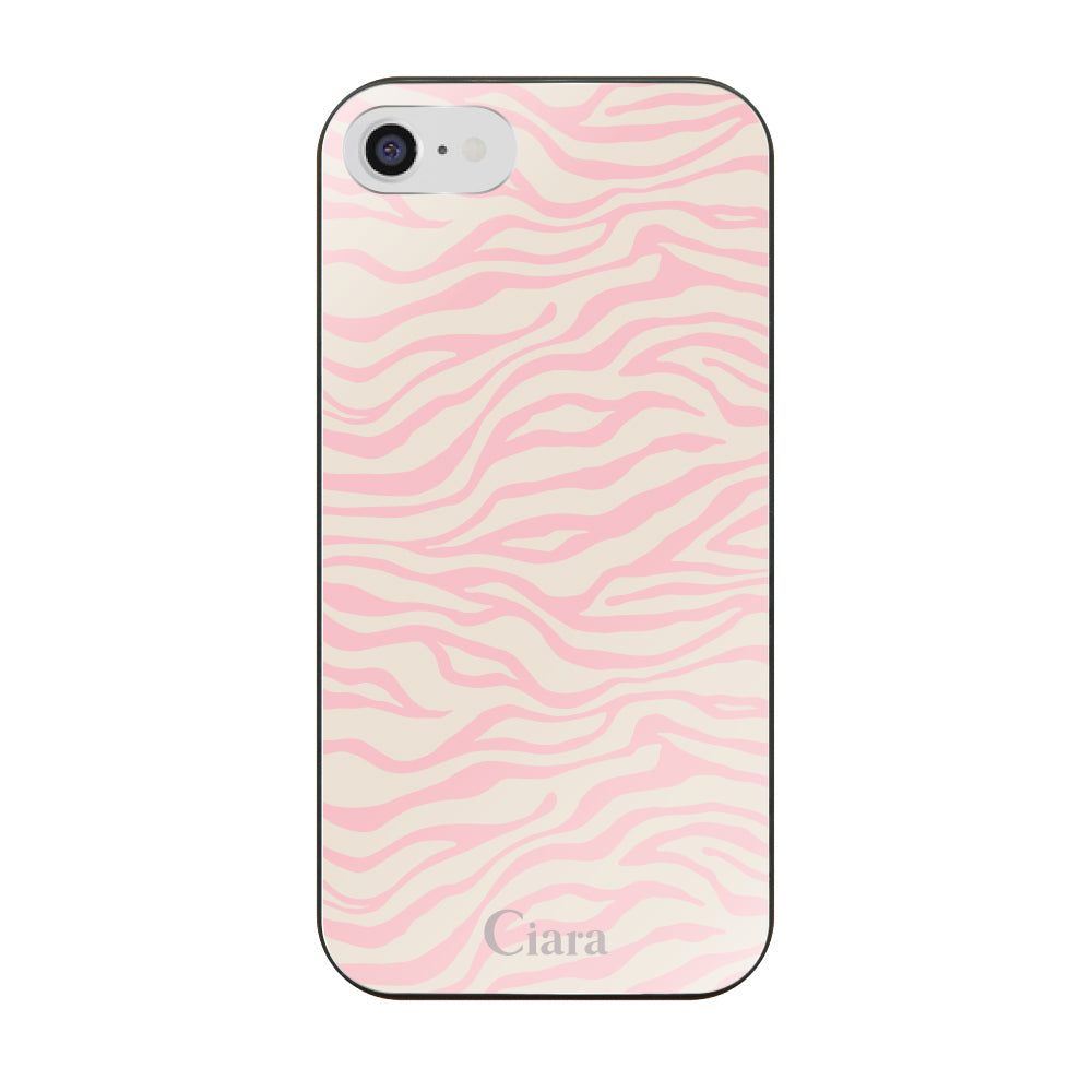 iPhone7/8/SE2/SE3ケース ガラス 強化ガラスケース タイガー ピンク