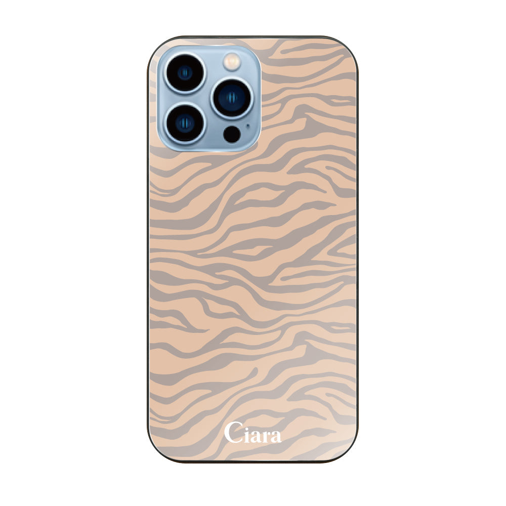 iPhone13ProMaxケース ガラス 強化ガラスケース タイガー ベージュ