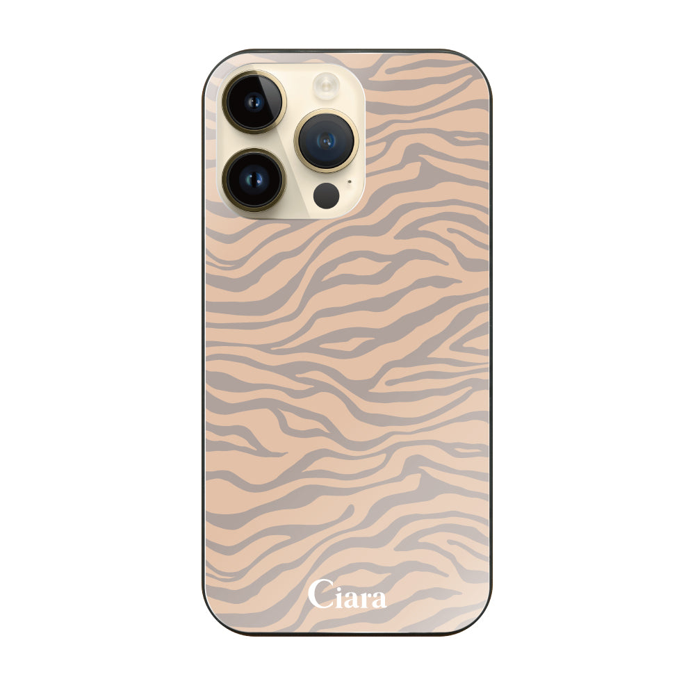 iPhone14Pro ガラス 強化ガラスケース タイガー ベージュ