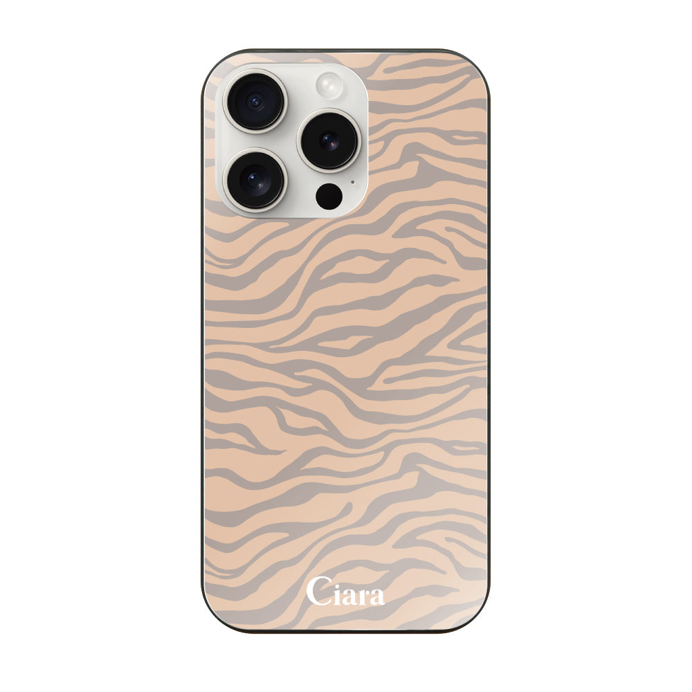 iPhone15ProMaxケース ガラス 強化ガラスケース タイガー ベージュ