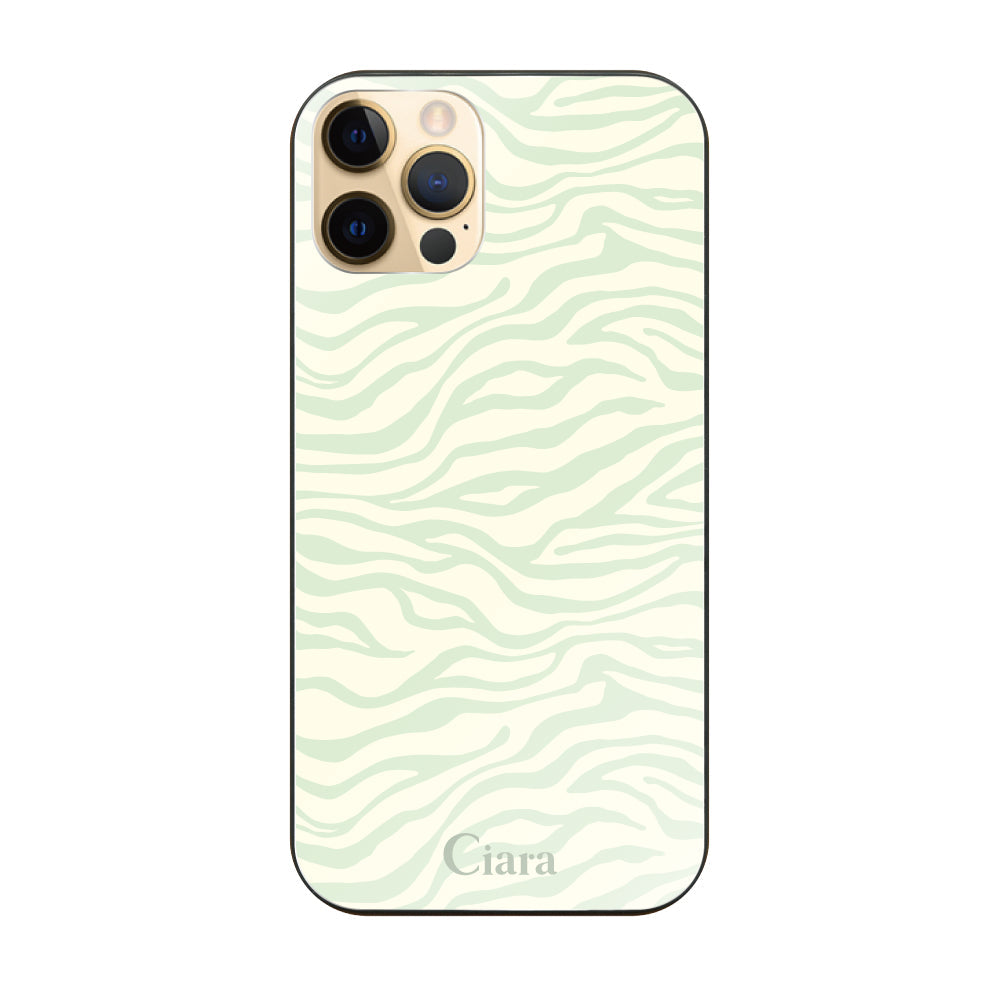 iPhone11Proケース ガラス 強化ガラスケース タイガー グリーン