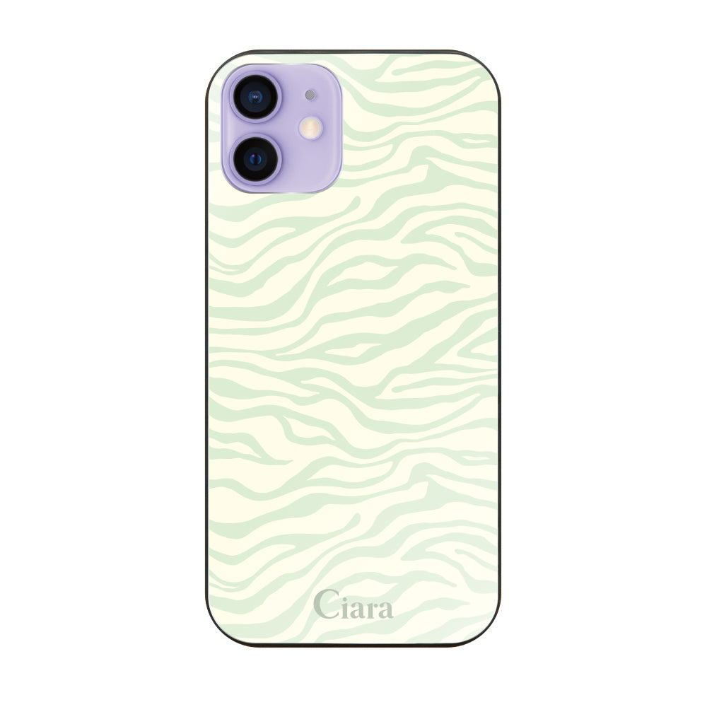iPhone12/12Proケース ガラス 強化ガラスケース タイガー グリーン