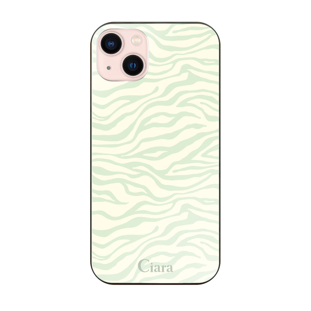 iPhone13ケース ガラス 強化ガラスケース タイガー グリーン