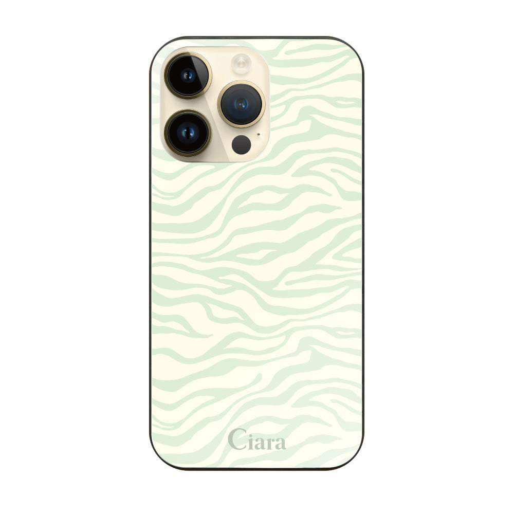 iPhone14Proケース ガラス 強化ガラスケース タイガー グリーン