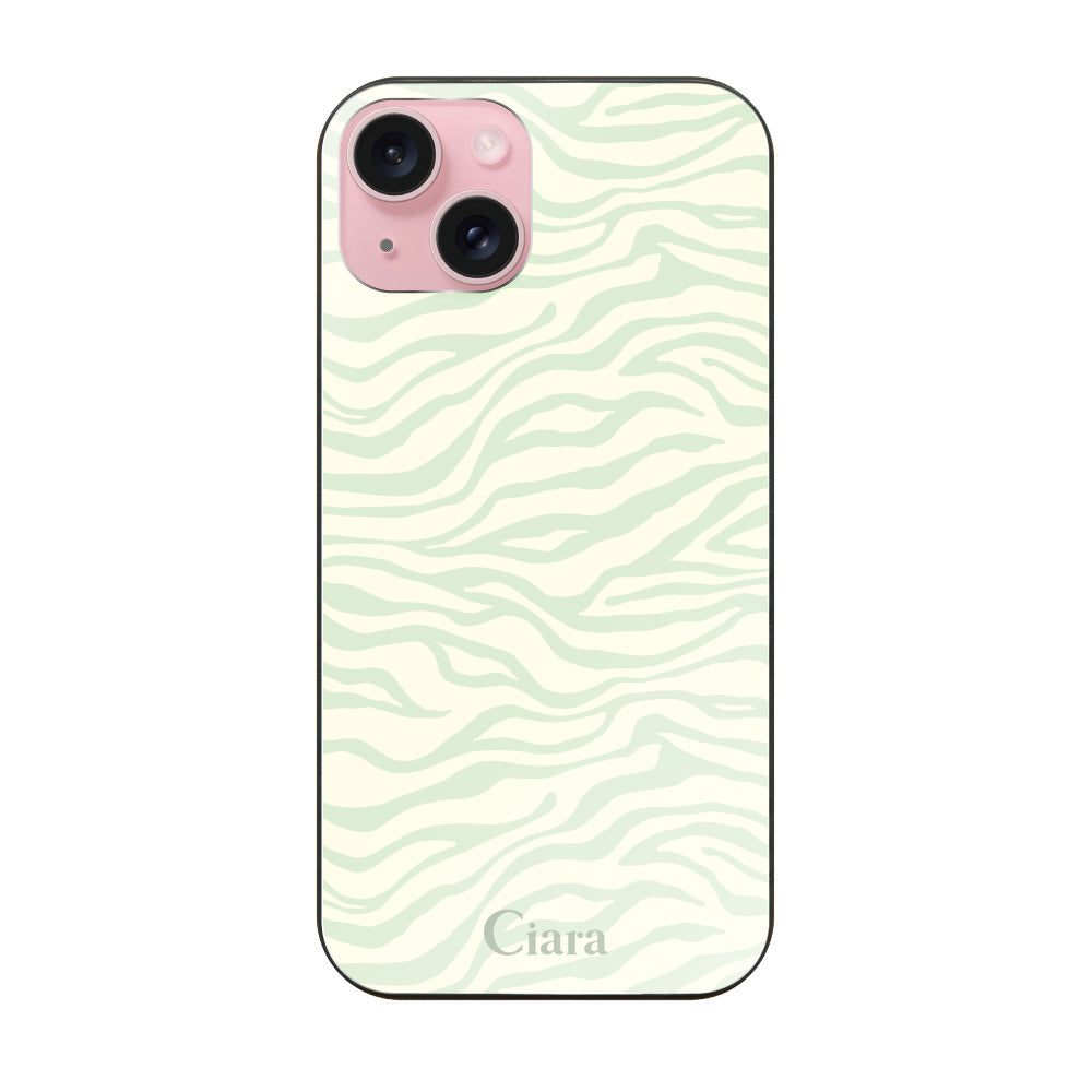 iPhone15ケース ガラス 強化ガラスケース タイガー グリーン