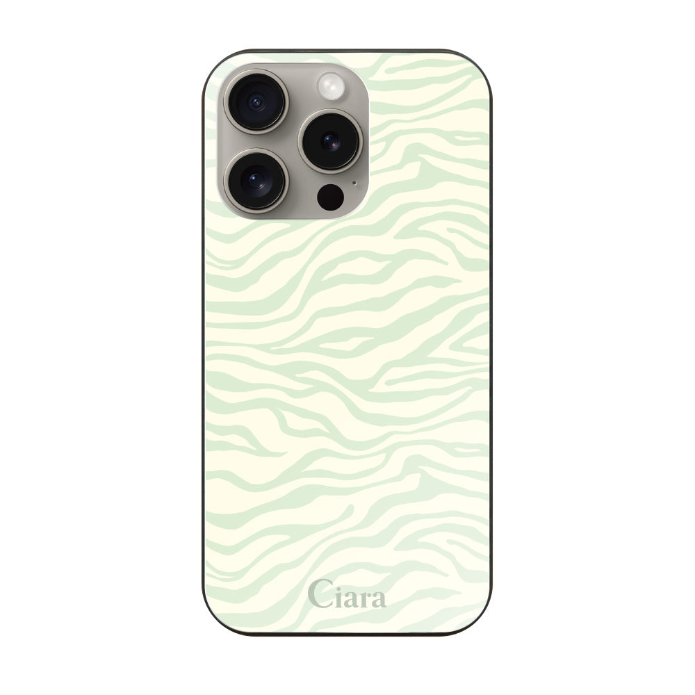 iPhone15Proケース ガラス 強化ガラスケース タイガー グリーン