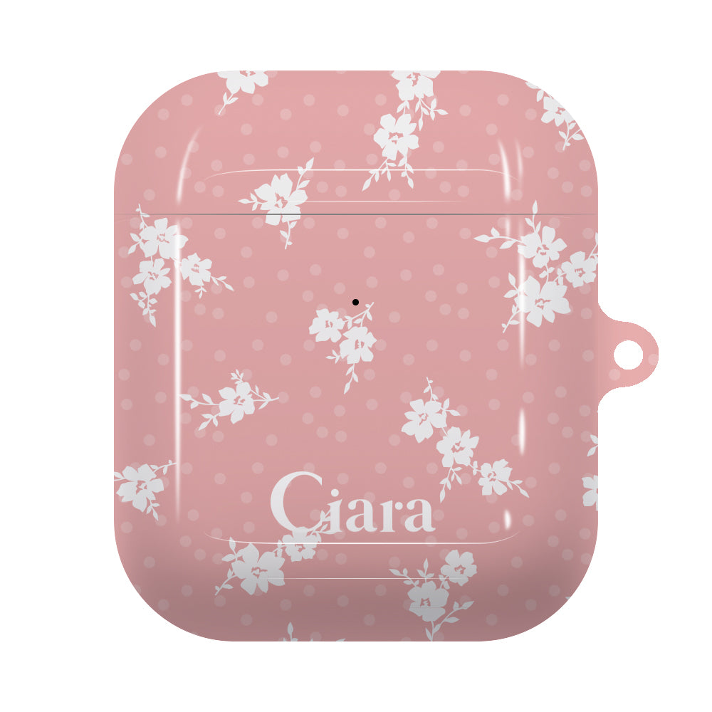 Airpodsケース ハード ドットフラワー ピンク