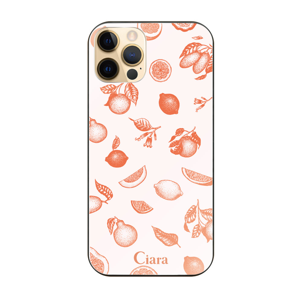iPhone11Pro ガラス 強化ガラスケース ロマンティックレモン オレンジ