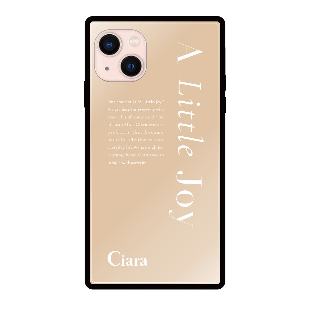 iPhone13ケース スクエア 強化ガラスケース アリトルジョイ ベージュ