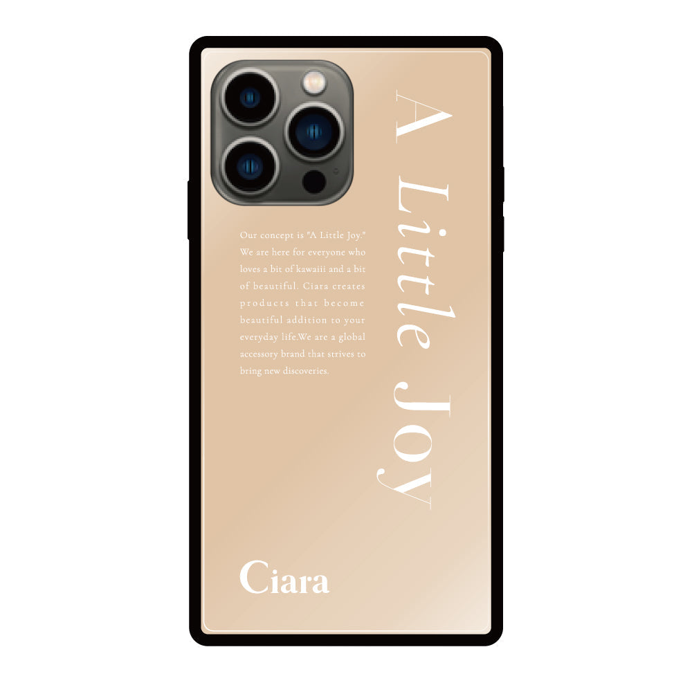 iPhone13Proケース スクエア 強化ガラスケース アリトルジョイ ベージュ