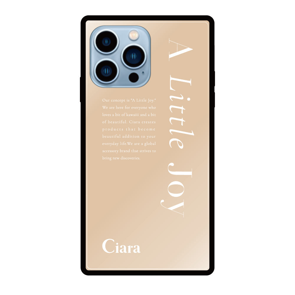 iPhone13ProMaxケース スクエア 強化ガラスケース アリトルジョイ ベージュ