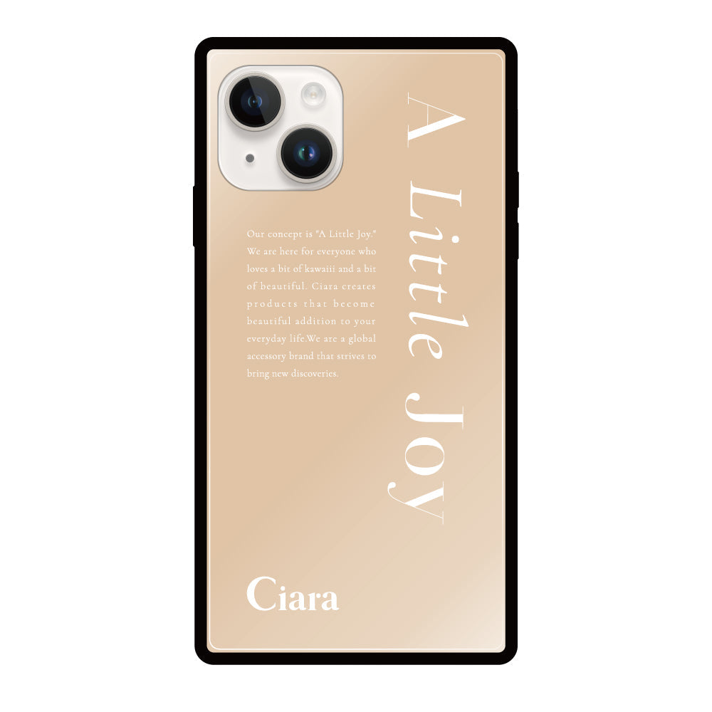iPhone14ケース スクエア 強化ガラスケース アリトルジョイ ベージュ