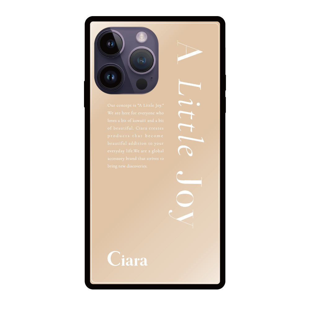 iPhone14ProMaxケース スクエア 強化ガラスケース アリトルジョイ ベージュ
