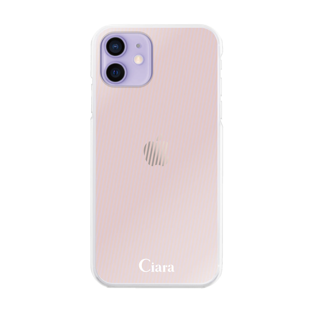 iPhone12/12Pro ハイブリッド クリアケース シアーストライプ ベージュ