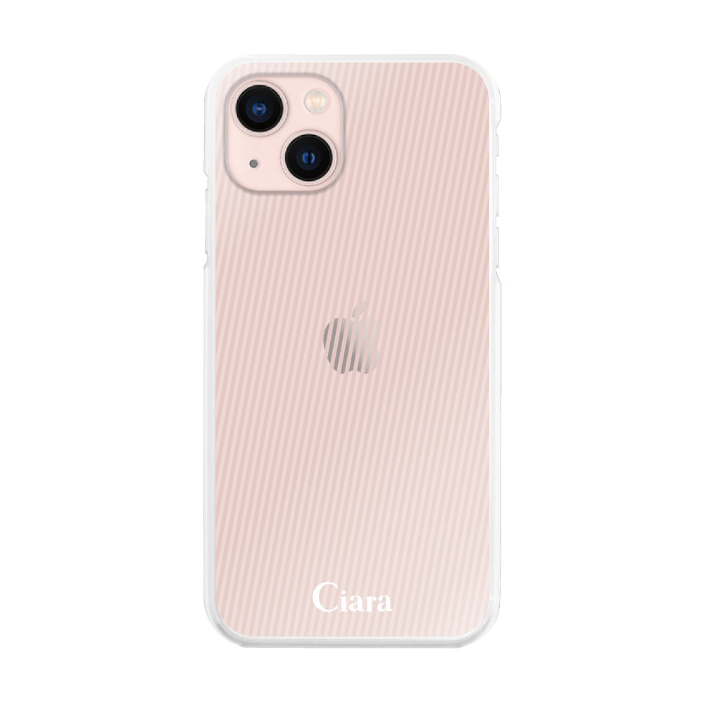 iPhone13 ハイブリッド クリアケース シアーストライプ ベージュ