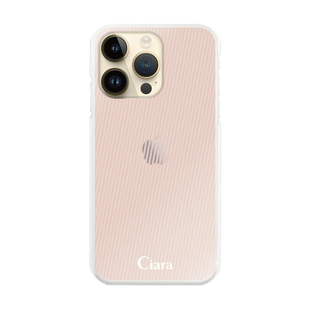 iPhone14Pro ハイブリッド クリアケース シアーストライプ ベージュ