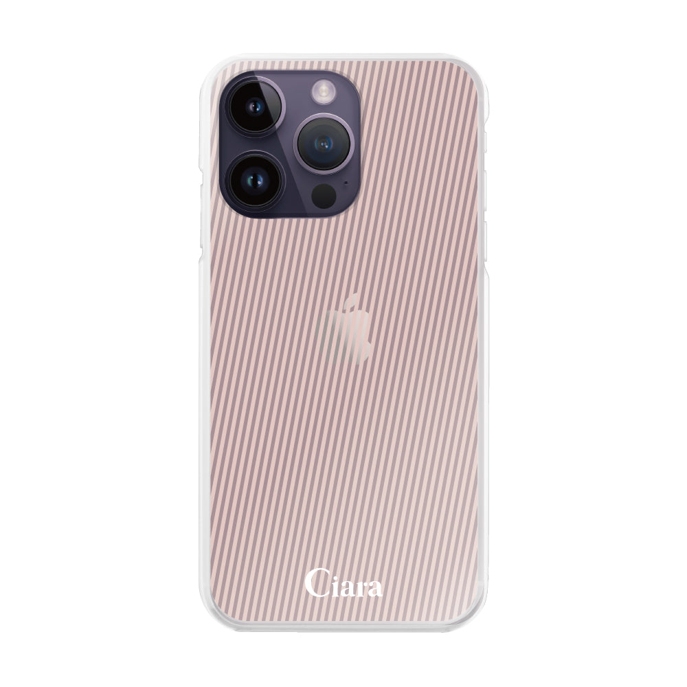 iPhone14ProMax ハイブリッド クリアケース シアーストライプ ベージュ