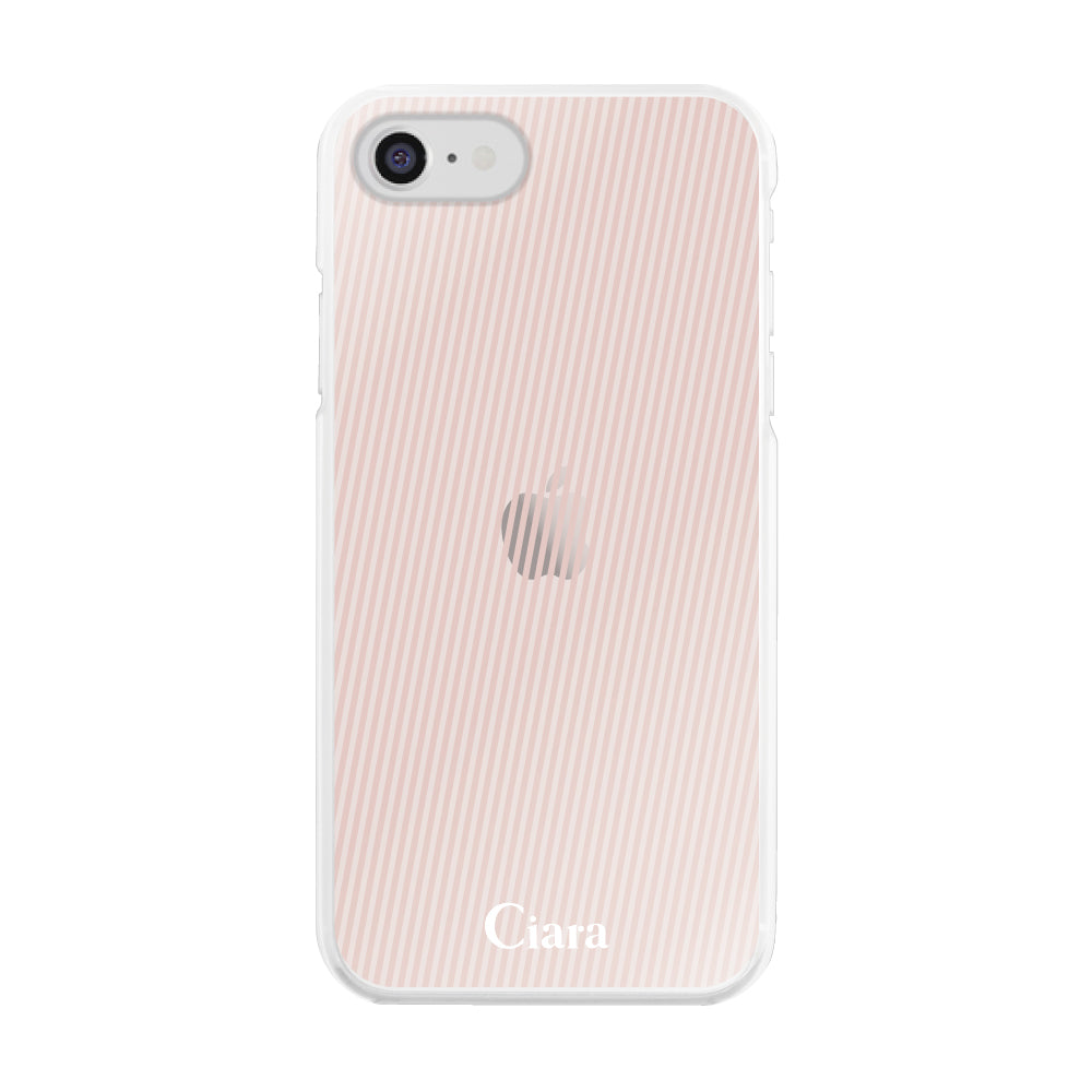 iPhone7/8/SE2/SE3 ハイブリッド クリアケース シアーストライプ ベージュ
