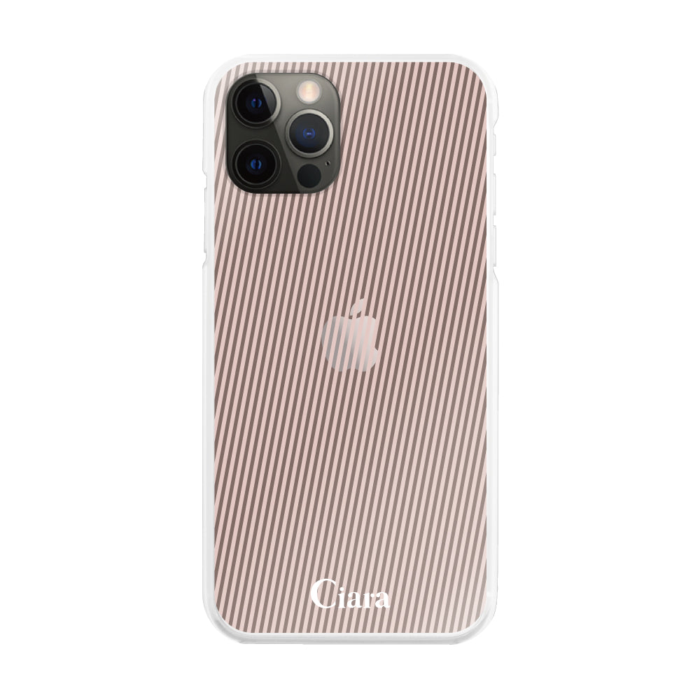 iPhoneX/XS ハイブリッド クリアケース シアーストライプ ベージュ
