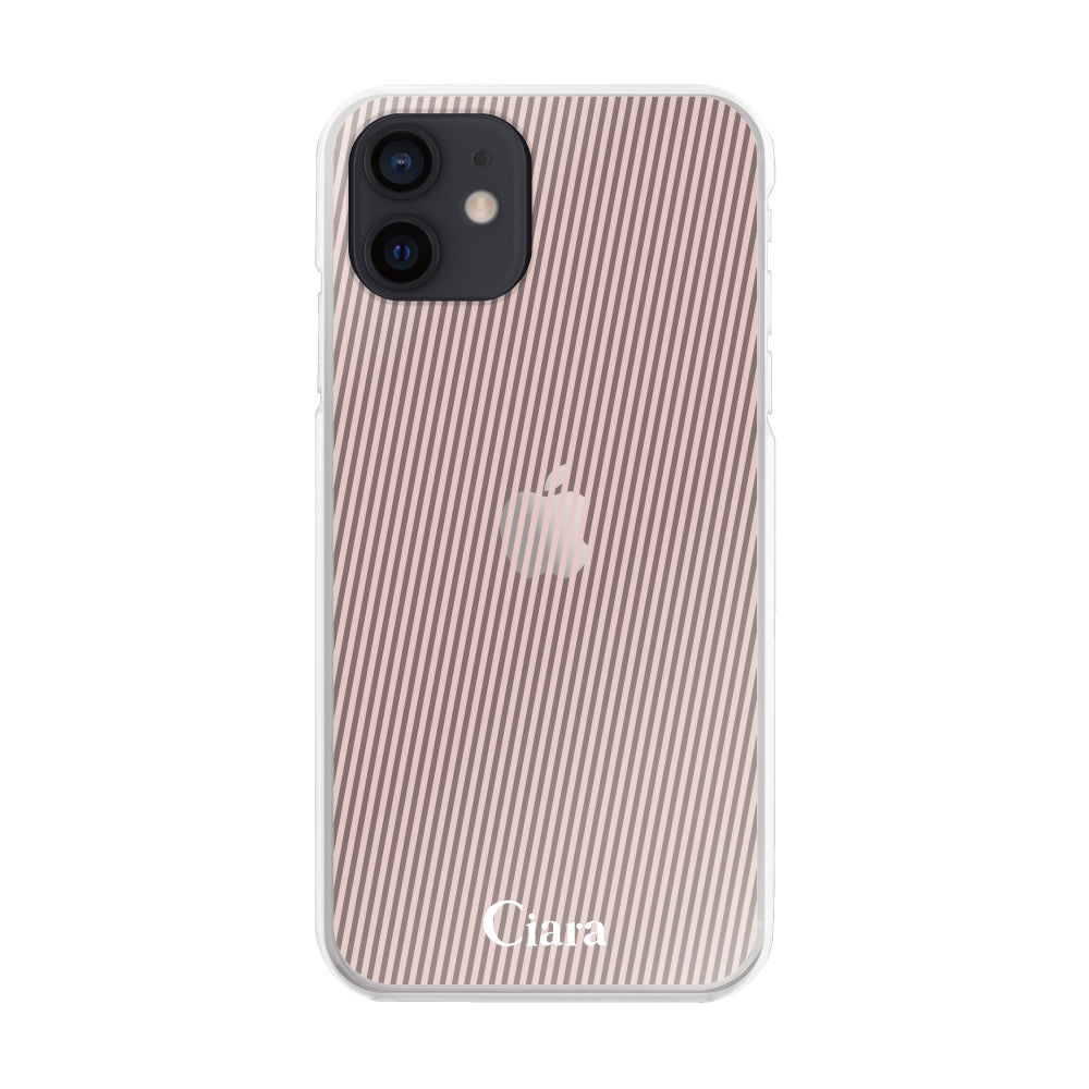 iPhoneXR ハイブリッド クリアケース シアーストライプ ベージュ
