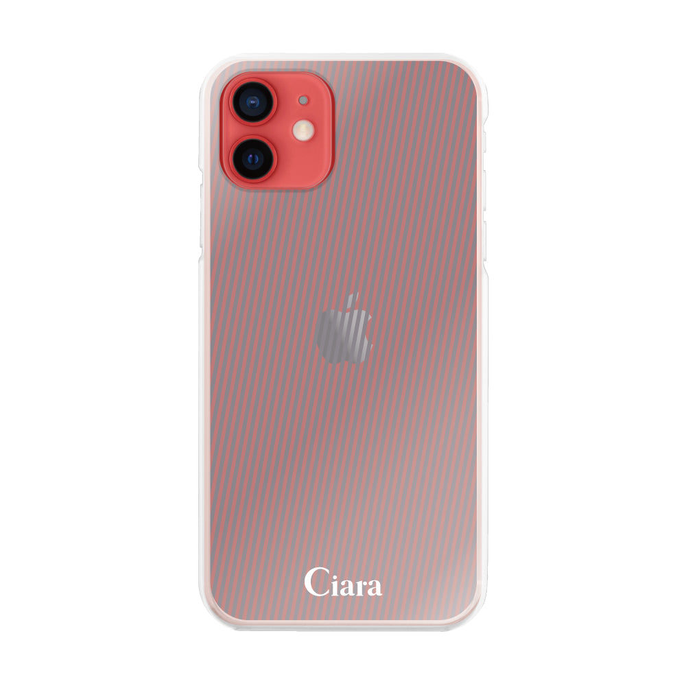 iPhone11 ハイブリッド クリアケース シアーストライプ パープル