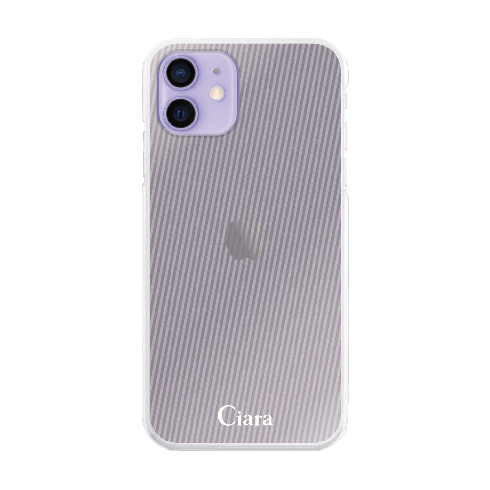 iPhone12/12Pro ハイブリッド クリアケース シアーストライプ パープル