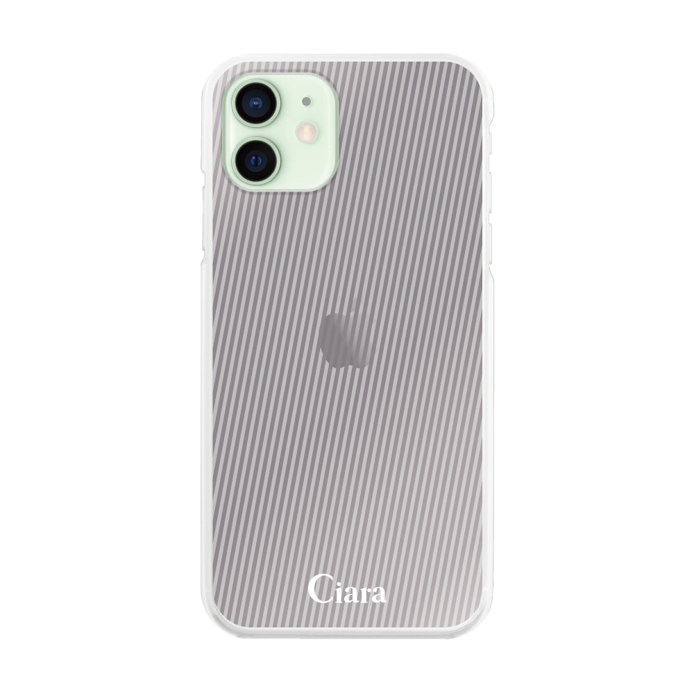 iPhone12mini ハイブリッド クリアケース シアーストライプ パープル