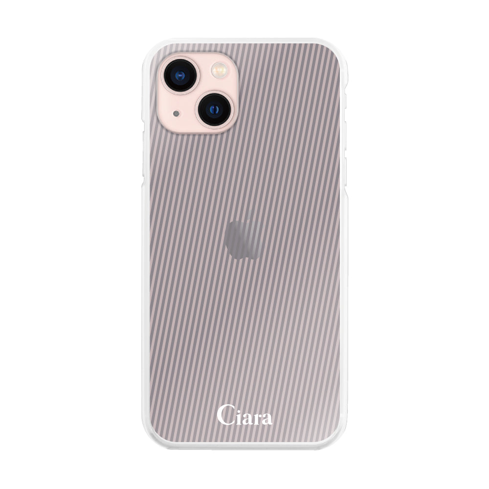 iPhone13 ハイブリッド クリアケース シアーストライプ パープル
