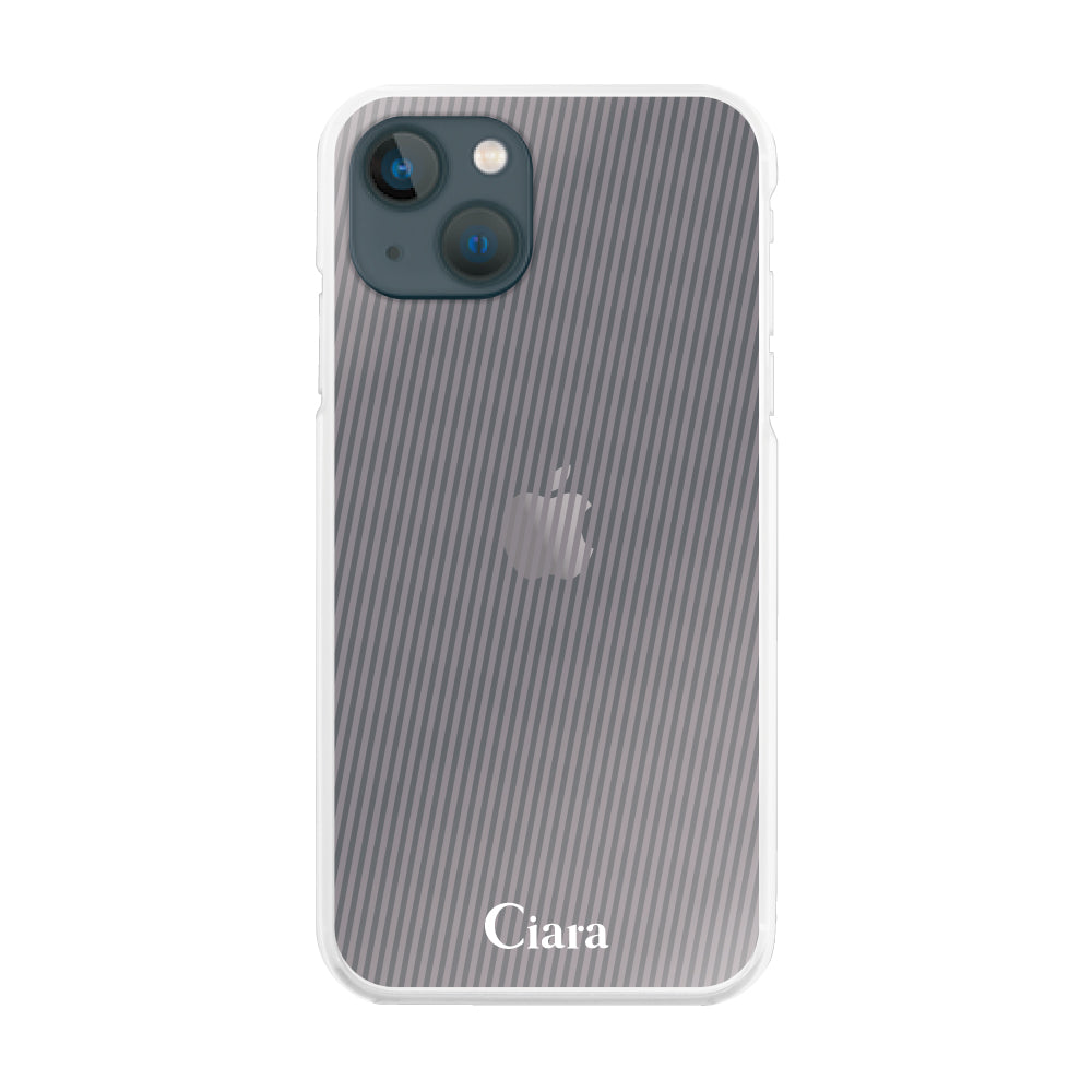 iPhone13mini ハイブリッド クリアケース シアーストライプ パープル