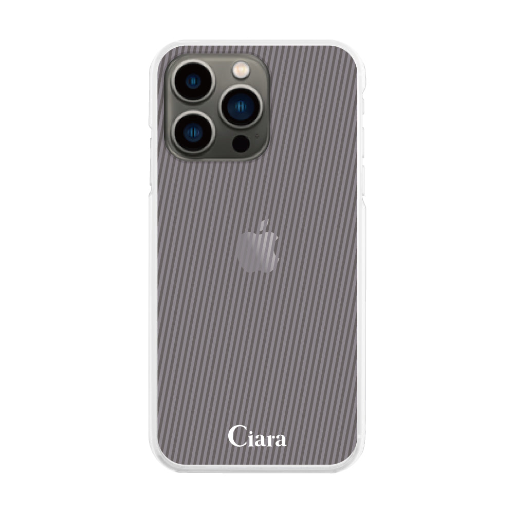iPhone13Pro ハイブリッド クリアケース シアーストライプ パープル