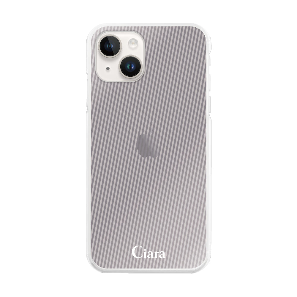 iPhone14 ハイブリッド クリアケース シアーストライプ パープル